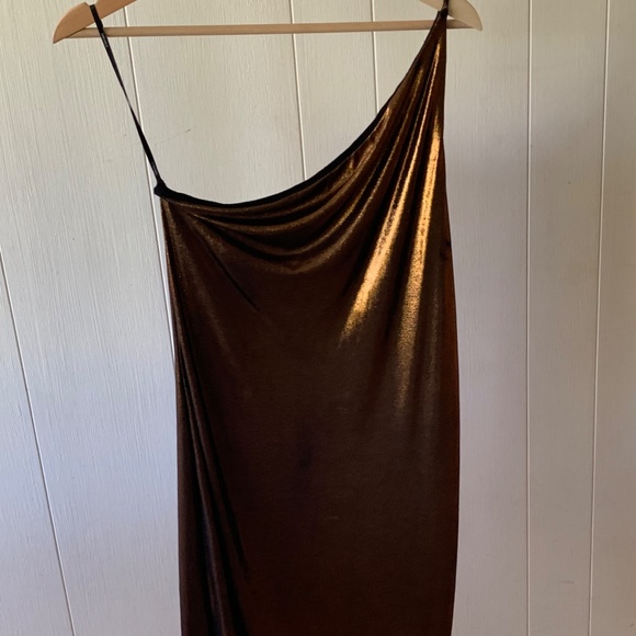 gold body con lined dress - Picture 2 of 5